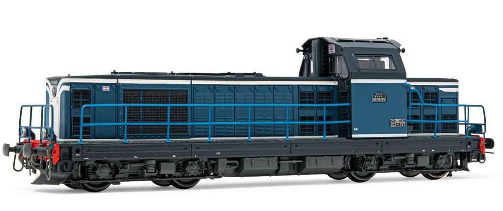 Locomotive diesel BB 66445 SNCF livrée bleue, sigle nouilles | Trains