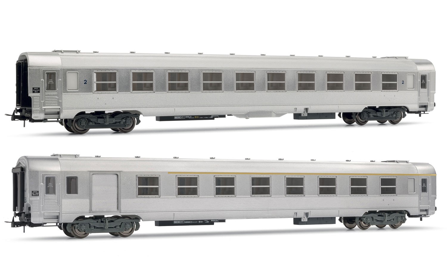 Lot De 3 Wagons Jouef Inox - Occasion, Pour Collectionneurs De Trains Miniatures, échelle HO